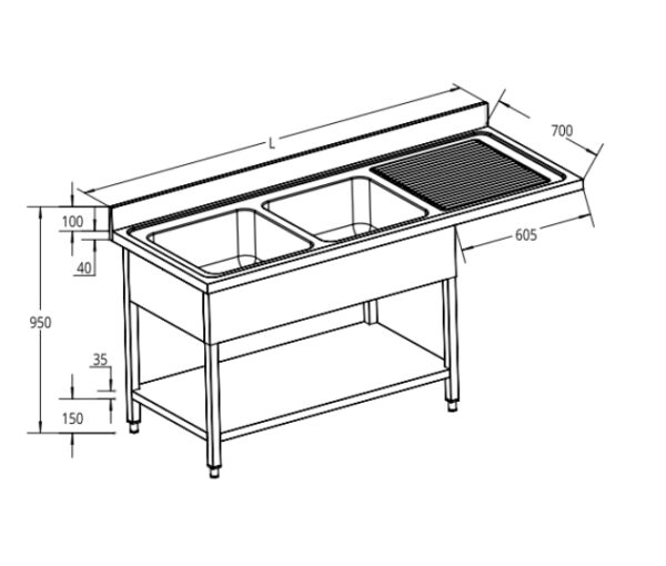 Lavello INOX misure